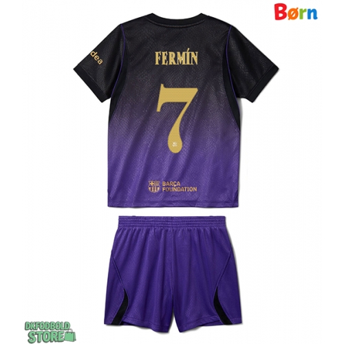 Barcelona Fermin Lopez #7 Replika Babytøj Udebanesæt Børn 2026-27 Kortærmet (+ Korte bukser)
